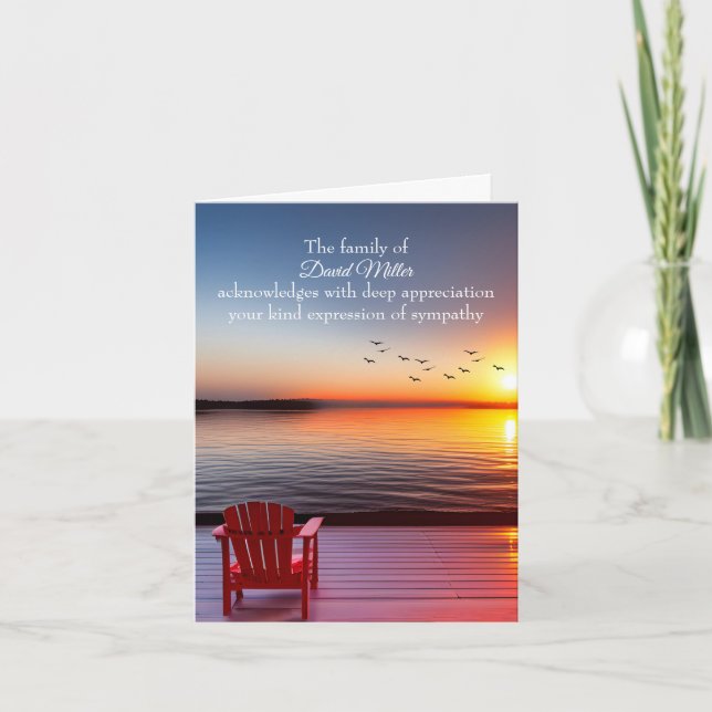Vorsitz auf dem Dock-See für Beileid Vielen Dank Karte (Vorderseite)