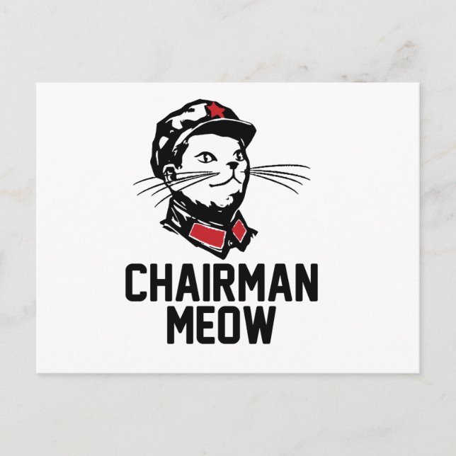 Vorsitzender Meow (Mao) Design Postkarte (Vorderseite)