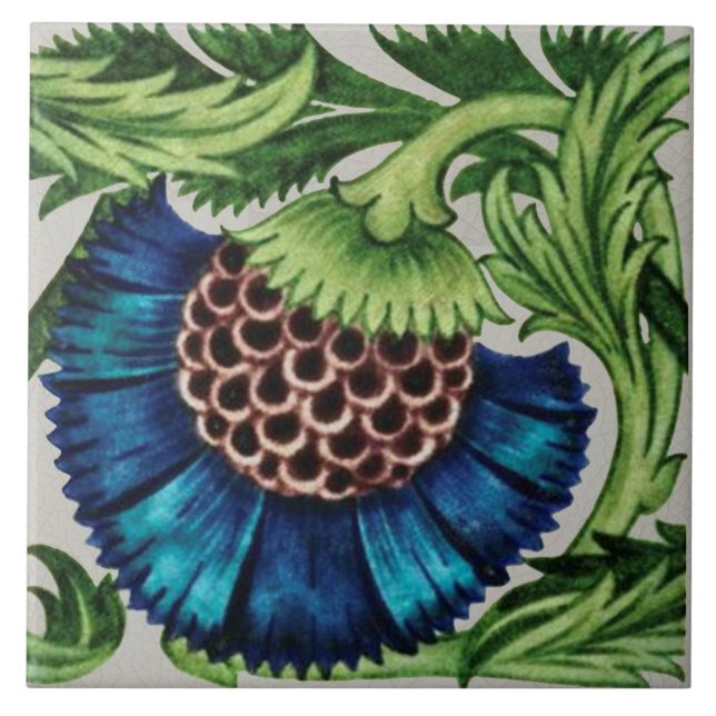 Vorsitzender von Repro Antique De Morgan Blauer Fl Fliese (Vorderseite)