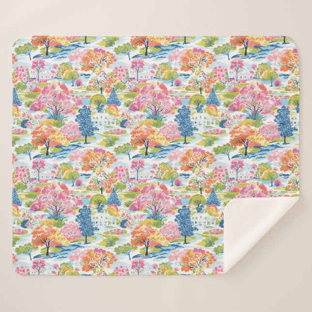 Vorstädtische Toilfarbenprächtige Baumlandschaft Sherpadecke (Vorderseite (Horizontal))