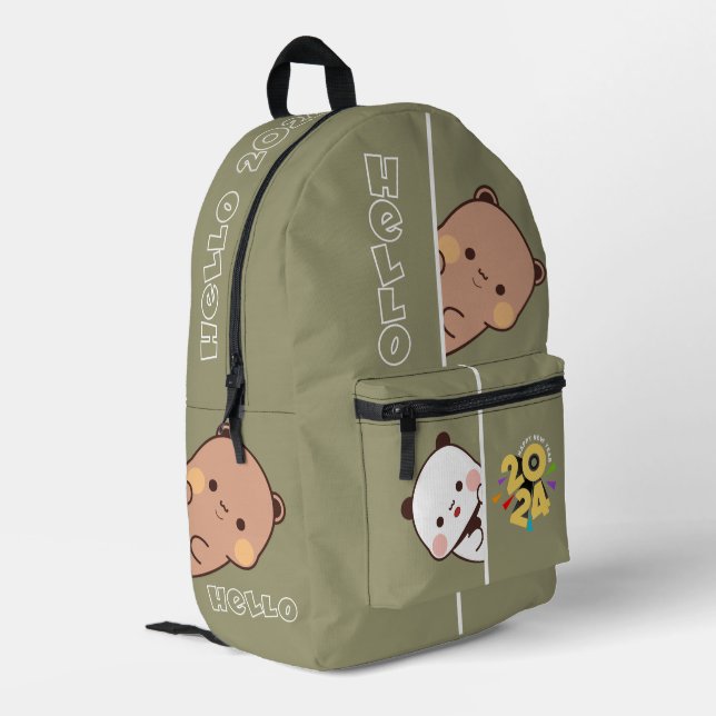 Vorstellung des neuen Jahres 2024 | Druckknopfbeut Bedruckter Rucksack (Rückseitige Ecke links)