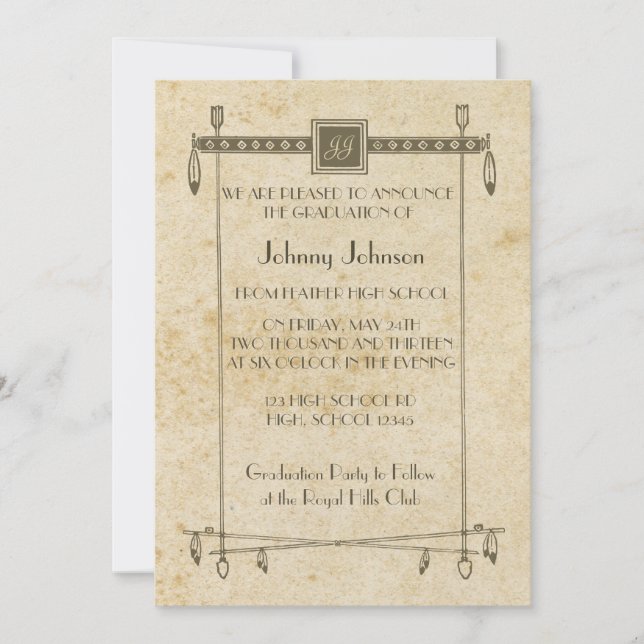 Vorstellung des Retro Feather Banner Theme Abschlu Einladung (Vorderseite)