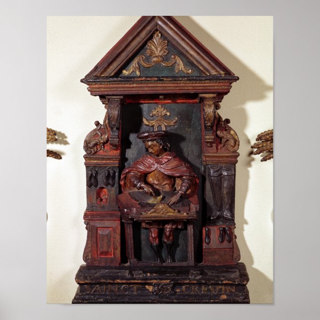 Vorstellung von St. Crispin auf seiner Workbench Poster (Vorne)