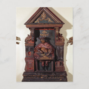 Vorstellung von St. Crispin auf seiner Workbench Postkarte