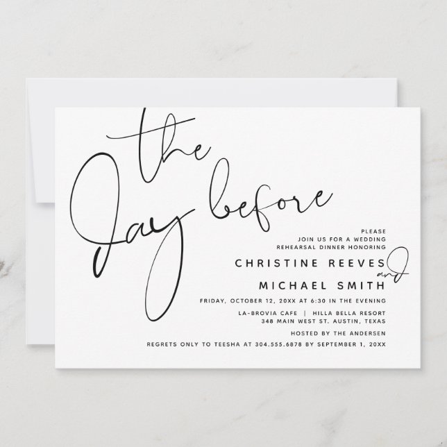 Vortag, Hochzeitsessen Probe Einladung (Vorderseite)