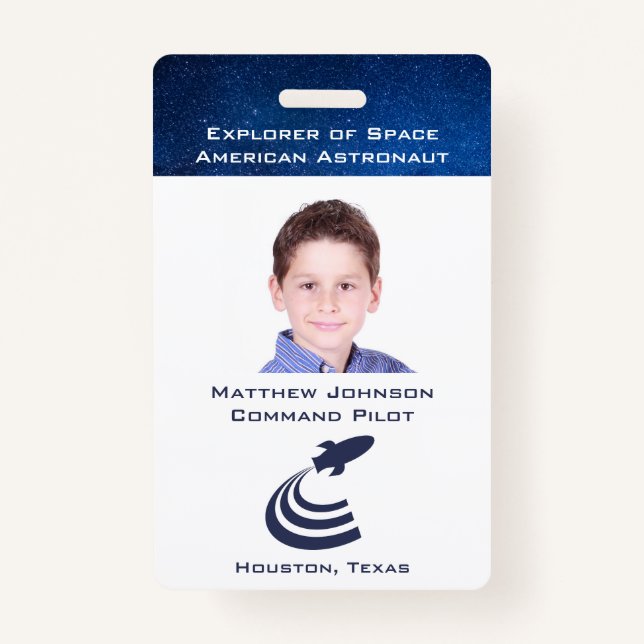 Vortäuschen Astronauten Abzeichen für Kinder Perso Ausweis (Vorderseite)