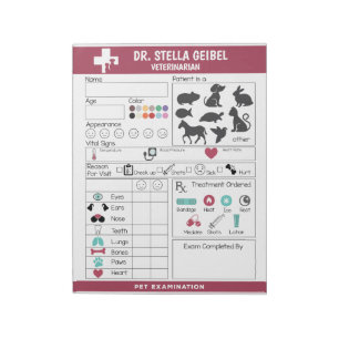 Vortäuschen von Tierarztprüflisten Notizblock