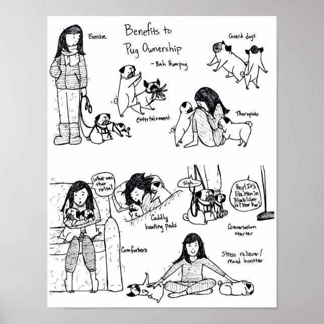 Vorteile für das Eigentum an Mops Poster (Vorne)