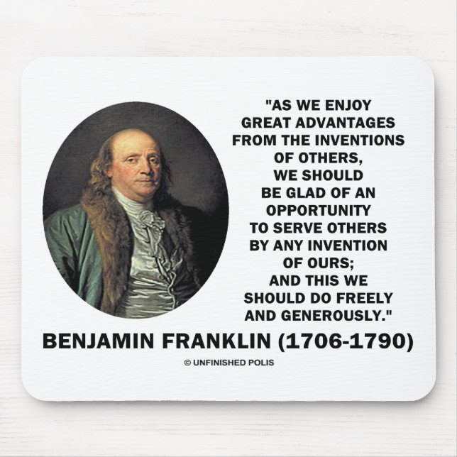 Vorteils-Erfindungs-Zitat Benjamin Franklins Mousepad (Vorne)