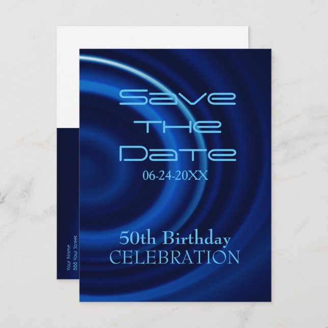 Vortex 50. Geburtstag Save the Date - Postkarte (Vorne/Hinten)