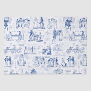 Vorurteil und Stolz Blue Toile Quotes Illustration Seidenpapier