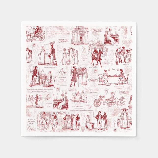 Vorurteile für Red Toile Zitate Illustration Serviette (Vorderseite)