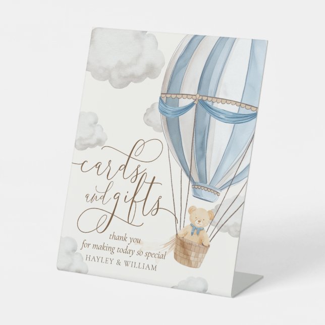 Vorwartekarten und Geschenke Babydusche Sockelschild (Vorderseite)