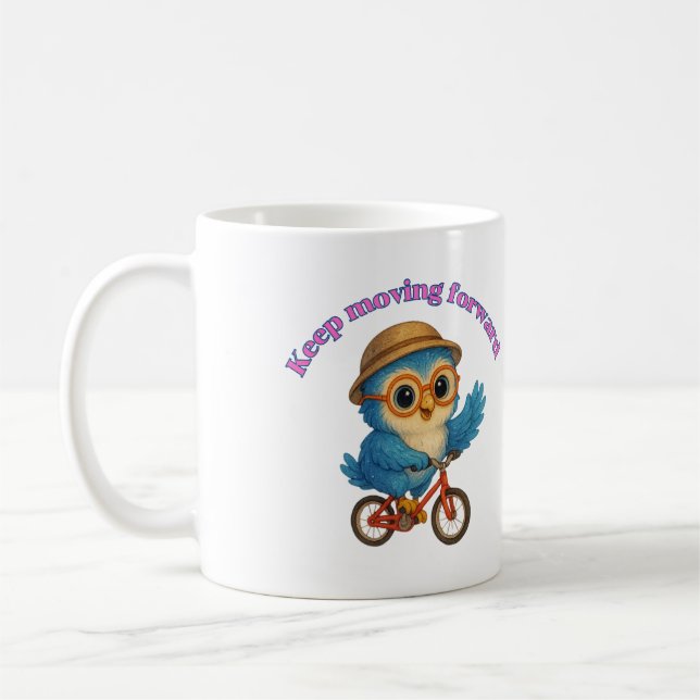 Vorwärts behaltend - Motivierend Schüsseldesign Kaffeetasse (Links)