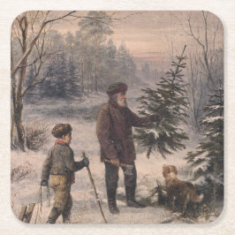 Vorweihnacht | F Kruger| Weihnachten Rechteckiger Pappuntersetzer