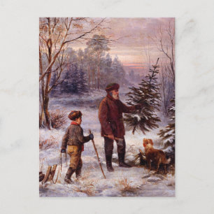 Vorweihnacht Franz Krüger Weihnachtsbaumschnee Postkarte