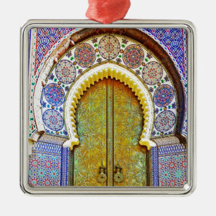 Vorzüglich ausführliche marokkanische Muster-Tür Silbernes Ornament
