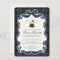 Vorzügliche Coquette-Bow-Bär-Tartan-Karo-Geburtsta