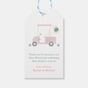Vorzügliche rosa Golfwagen-Babyshower-Geschenkanhä Geschenkanhänger