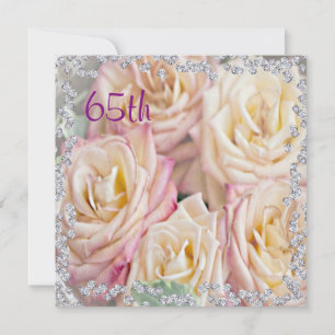Vorzügliche Rosen u. Diamant-65. Geburtstag Einladung