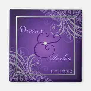 Vorzüglicher barocker lila Save the Date Magnet