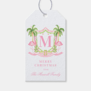 Vorzüglicher Flamingo-Weihnachtswappen Geschenkanhänger