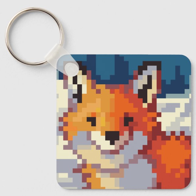 Vos, Fox, PIxel Art, pixelart sleutelhanger  Schlüsselanhänger (Vorderseite)