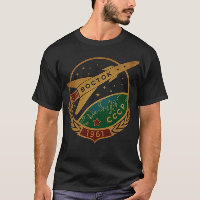 Vostok 1961 Gagarin UdSSR Russland Astronaut Propa T-Shirt (Vorderseite)