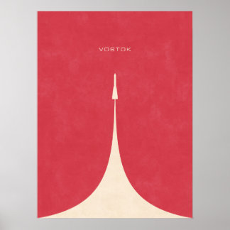 Vostok Rocket - Schlicht Red Poster