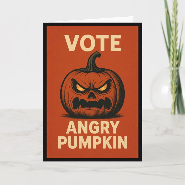 Vote Angry Pumpkin Greetings Card Karte (Vorderseite)