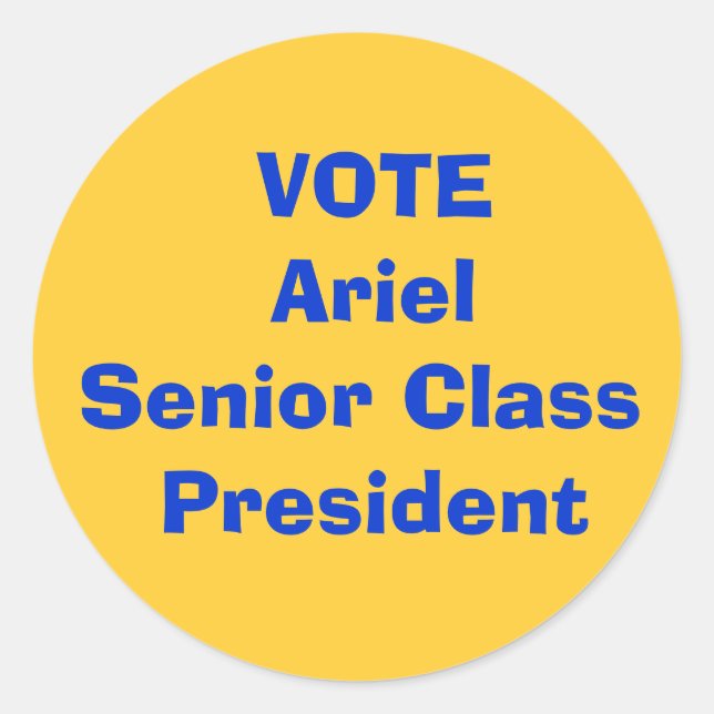 VOTE Ariel Senior Class President Runder Aufkleber (Vorderseite)