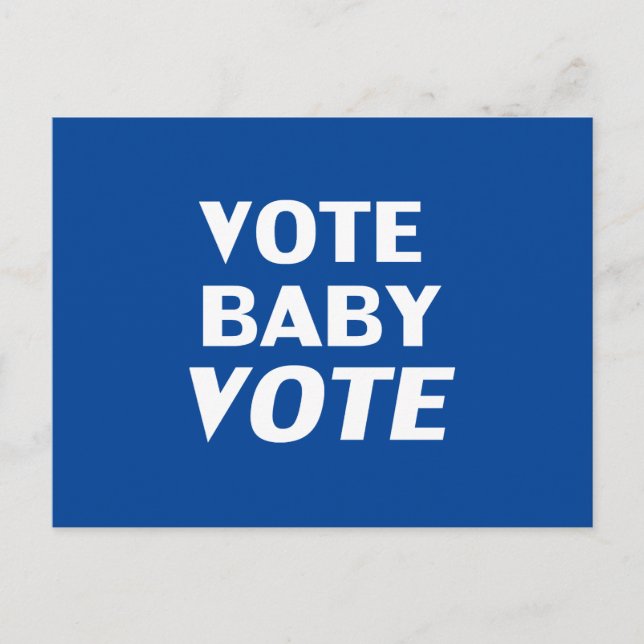 "Vote Baby Vote" blau weiß Postkarte (Vorderseite)