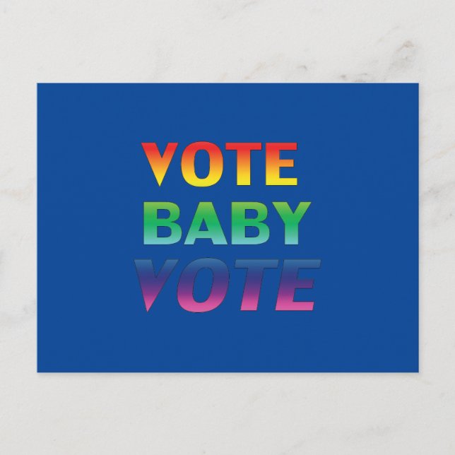 "Vote Baby Vote" Stolz lgbtq lgbt Regenbogen blau Postkarte (Vorderseite)