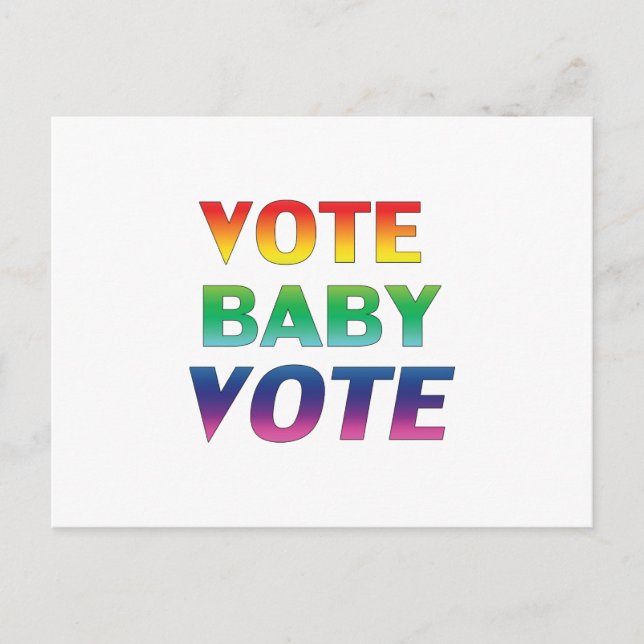 "Vote Baby Vote" Stolz lgbtq lgbt Regenbogenfarben Postkarte (Vorderseite)