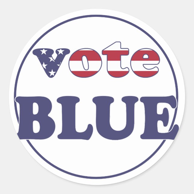 Vote Blue - American Flag Typografy Runder Aufkleber (Vorderseite)