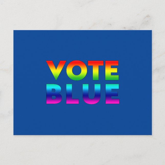 "vote blue" blau, Stolz lgbtq lgbt Regenbogenfarbe Postkarte (Vorderseite)