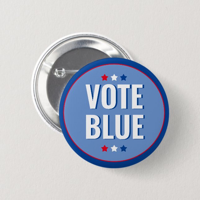 Vote Blue Bold Blue White Election Button (Vorne & Hinten)