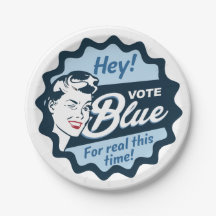 Vote Blue | Papierplatte | Vintag Retro Funny