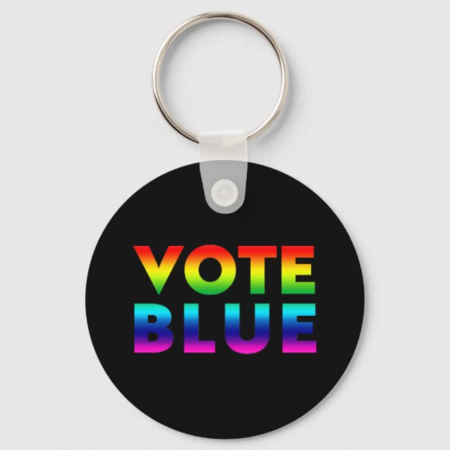 "vote blue", pride lgbtq, lgbt rainbow black schlüsselanhänger (Vorderseite)