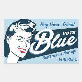 Vote Blue | Retro Funny | Rechteckiger Aufkleber