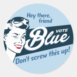 Vote Blue | Retro Funny | Runder Aufkleber