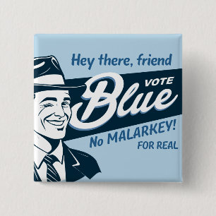 Vote Blue   Retro Funny Typ   Rechteck Button