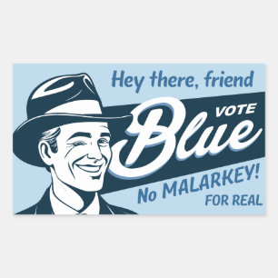 Vote Blue   Retro Funny Typ   Rechteckiger Aufkleber