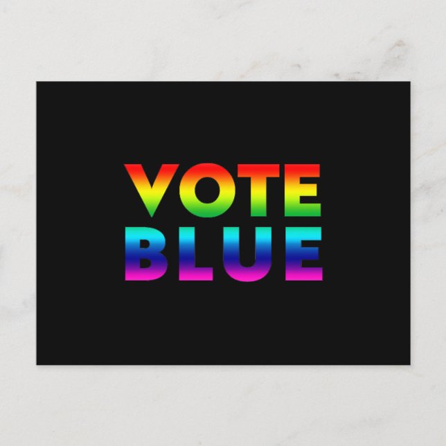 "vote blue" schwarz, stolze lgbtq lgbt Regenbogenf Postkarte (Vorderseite)