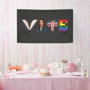 VOTE Bücher Uterus LGBT Kamala Harris Walz Wahl Banner