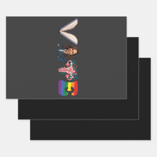 VOTE Bücher Uterus LGBT Kamala Harris Walz Wahl Geschenkpapier Set