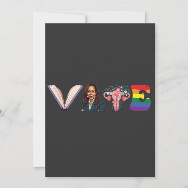 VOTE Bücher Uterus LGBT Kamala Harris Walz Wahl Save The Date (Vorderseite)