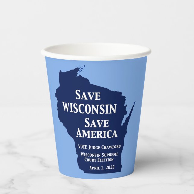 Vote Crawford für den Obersten Gerichtshof von Wis Pappbecher (Vorderseite)