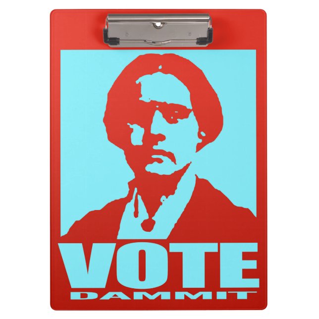 Vote Dammit Red & Aqua Susan B. Anthony Klemmbrett (Vorderseite)