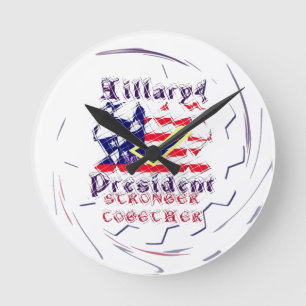 Vote for Hillary USA Stronger Together  My Preside Runde Wanduhr